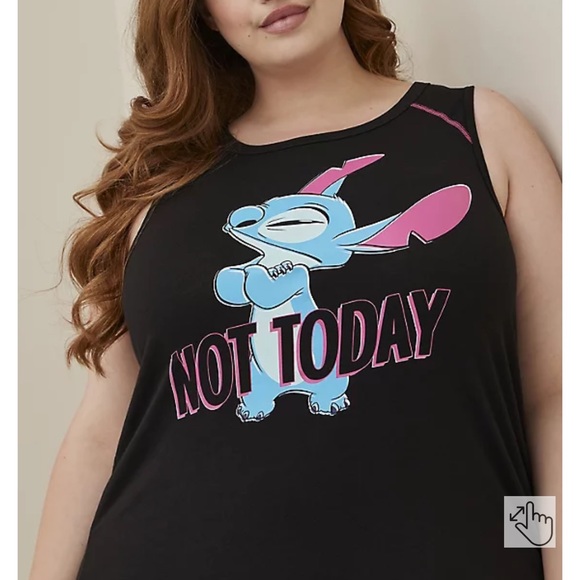 torrid Tops - SOLD! DISNEY LILO & STITCH ACTIVE TANK - PERFORMANCE COTTON NOT TODAY BLACK